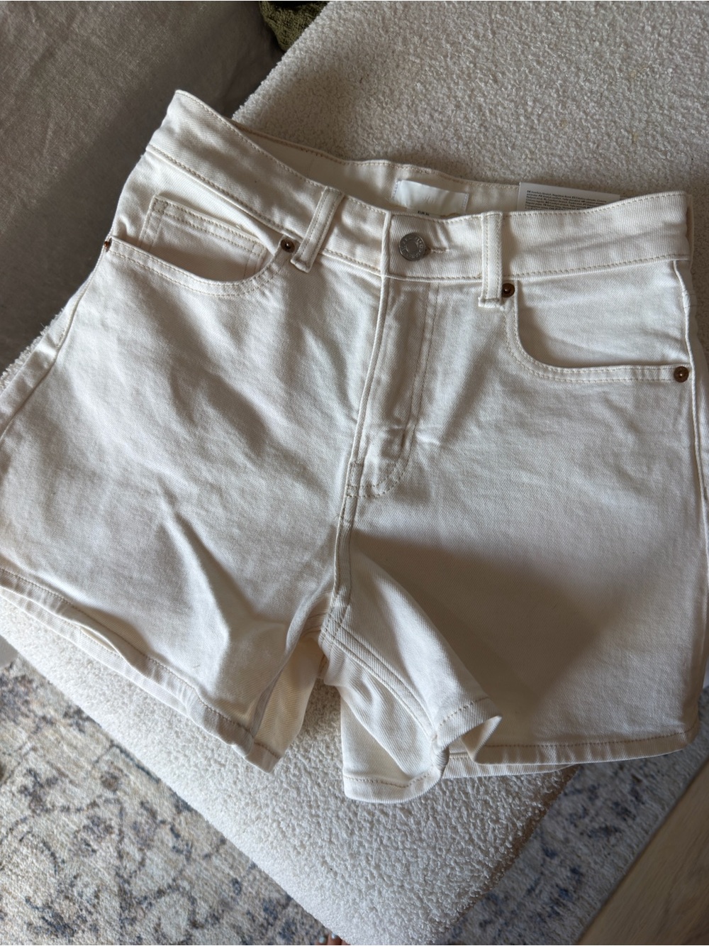 H&M High-Rise Cream Denim Shorts
